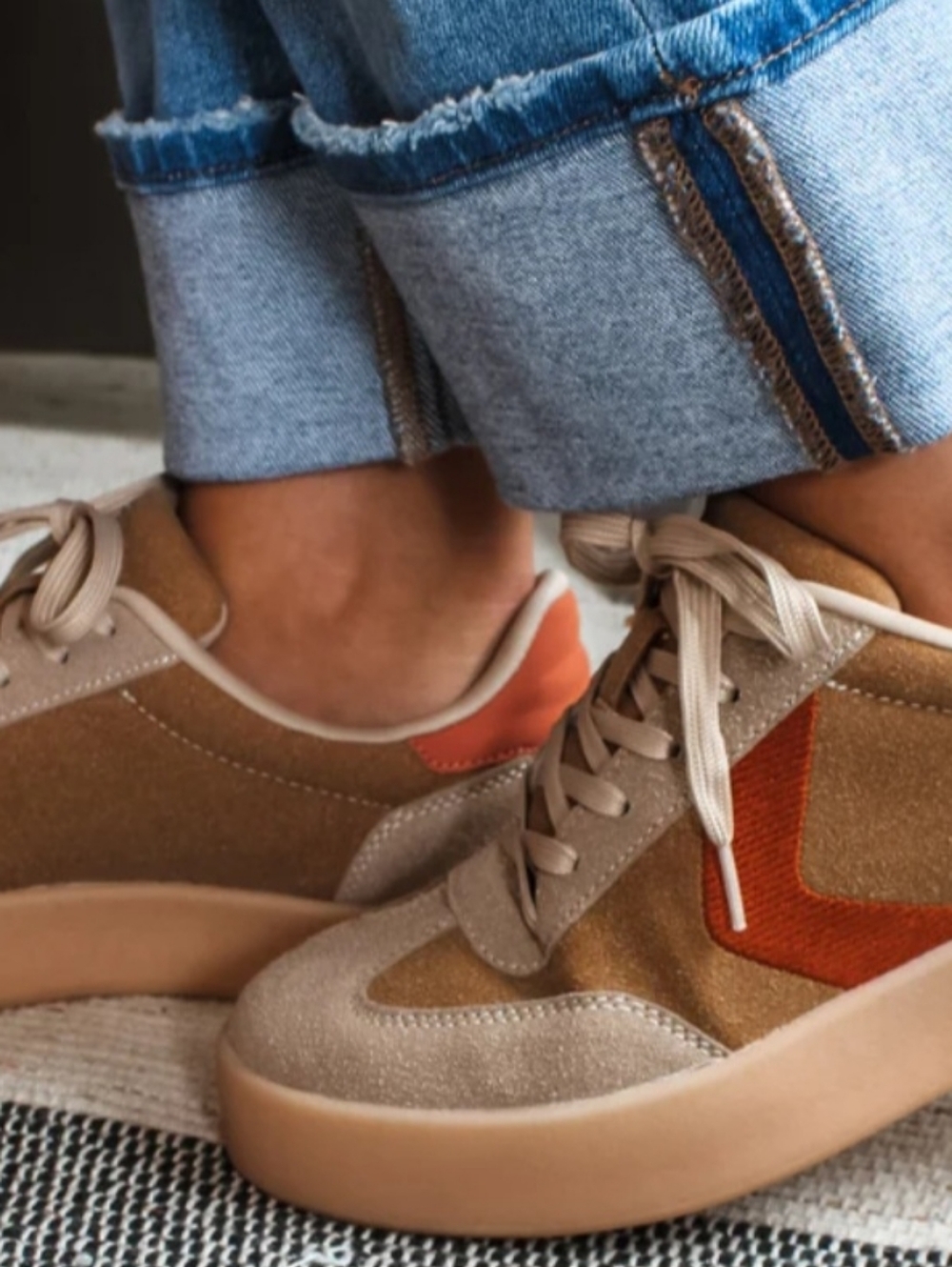 PLATFORM SNEAKERS, La Sheelah Brand, NIB,  Camel/Orange, Sz 8, Super-Cute & Fun!